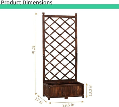 Anraja Raised Garden Bed with Trellis Wooden Planter Box Outdoor Wood Privacy Screen for Climbing Plant Planting Flower Patio Tomato Vegetable Herb Balcony Porch 29.5" L x 17.0" W x 67.0" H