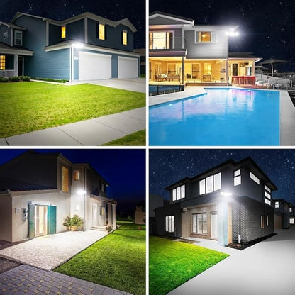 Onforu 2 Pack 75W Flood Lights Outdoor, 7000LM LED Flood Lighting Outdoor Switch Controlled, IP65 Waterproof Exterior Floodlight Fixture with 3 Adjustable Heads, 6500K Security Light for Garage Yard