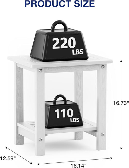 Outdoor Side Table, 16-Inch Square HIPS Weather-Resistant Patio Table
