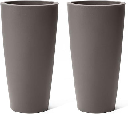 Step2 Tremont Tall Round Tapered Planter, 28" Tall 2-Pack, Indoor/Outdoor Plants, Efficient Drainage, Durable Resin, Dark Cedar