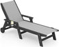 SERWALL Patio Chaise Lounge Chair, 5 Positions Outdoor Lounger for Pool, Textilene Lounge Chair with Rolling Wheels for Poolside, Deck, Black
