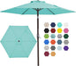 JEAREY 7.5FT Patio Umbrella Market Table Umbrella with 6 Sturdy Ribs, Push Button Tilt/Crank Outdoor Umbrella for Garden, Deck, Backyard, Pool and Beach,Teal Blue