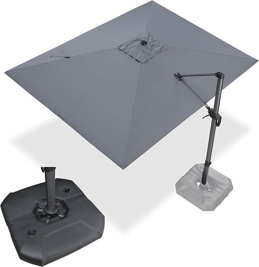 Patio Umbrella with Base Rectangle Cantilever Umbrella, 9' X 11.5'