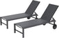 Shintenchi 2 PCS Outdoor Chaise Lounges Chair with Wheels Aluminum Reclining Patio Lounge Chairs with 5 Adjustable Position Recliner for Patio, Beach, Yard, Pool Patio Furniture Set,Dark Grey