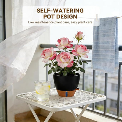 7/6.5/6/5.5/5 Inch Self Watering Pots, Plastic Flower Pots with Multi Mesh Drainage Holes and Deep Reservoir for Indoor Outdoor Garden Plants and Flowers (White, 5/5.5/6/6.5/7)