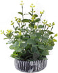 Artificial Plants Potted Real Looking Small Faux Plant with Rustic Black Cement Planter for Kitchen Office Desk Bookshelf Decor (Eucalyptus Plant)
