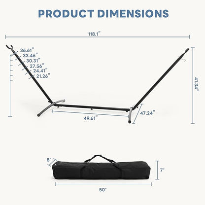 DUMOS Hammock Stand Only, Heavy Duty Hammock Stands for Double 2 Person, Portable Steel Stand for Outside Garden Backyard Patio Pool Beach with Carrying Case