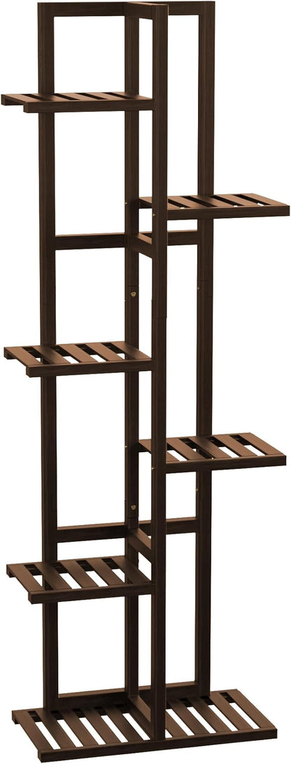 6 Tier Bamboo Plant Stand Indoor, Wood Tall Flower Holder Corner Tiered Plant Shelf for Multiple Plants (Brown)