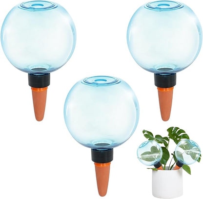 3pcs Large Plant Self Watering Globes, 17.5 oz Plastic Water Bulbs Top Fill, Plant Watering Devices System Slow Release Terracotta, Water Spikes Stakes for Indoor(3pack)