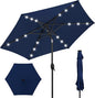 Best Choice Products 7.5ft Outdoor Solar Market Table Patio Umbrella for Deck, Pool w/Tilt, Crank, LED Lights - Navy Blue