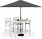 SERWALL Outdoor Bar Set with 9ft Umbrella, All-Weather HDPE Patio Bar Chairs and Table, Outdoor Furniture Set for Poolside, Backyard, Garden - White