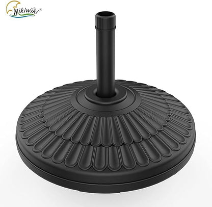 wikiwiki 80 Lbs Round Weighted Patio Umbrella Base, Free Standing Heavy Duty Base Water & Sand Filled Plastic Round Umbrella Base (Charcoal)