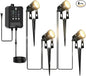 All-in-One Low Voltage Landscape Lighting, Dusk to Dawn Transformer Timer, Waterproof Spotlights, Dimmable LED Outdoor Landscaping Lights Kit for Yard Backyard Tree House 24V Warm White 4 Pack