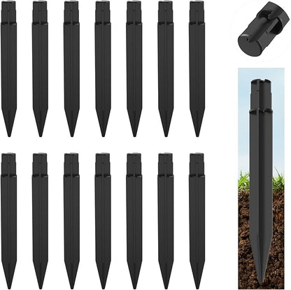 15 Pcs 8.25 Inch ABS Plastic Ground Spikes for Solar Torch Lights, Black Replacement Stakes for Garden Pathway Markers