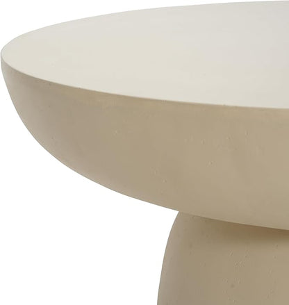 Christopher Knight Home Patsy Modern Lightweight Concrete Coffee Table, Indoor and Outdoor Round Top Accent Table, MGO Sofa End Table with Pedestal Base, No Assembly Needed, 27.5", Beige