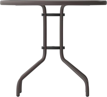 Flash Furniture Bellamy 31.5'' Round Indoor/Outdoor Tempered Glass Metal Frame Side Table, Bronze