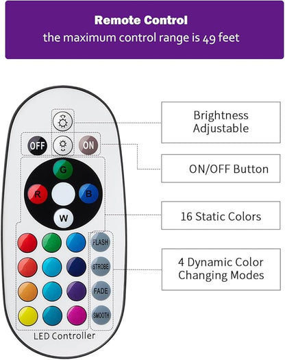 Elenora Christmas Spotlights Outdoor, All-in-ONE RGBW Halloween Spot Lights with Remote, 6W 24V Plug-in Color Changing Low Voltage Landscape Lighting Kit with IP65 Waterproof for Yard Garden, 4 Pack