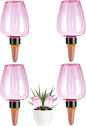 4 Pcs Plant Watering Globes Self Watering Planter Insert Plants Top Fill Water Device Plastic Water Bulbs Slow Release Terracotta for Plants, Pink
