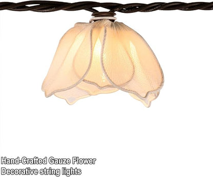 Decorative String Lights Plug in with 10 Incandescent Bulbs, Flower Garland Fairy Lights Connectable Weatherproof Outdoor Indoor for Wedding Garden Pergola Bedroom Porch Floral Home Decor (White)
