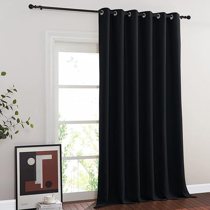 NICETOWN Blackout Curtain for Sliding Glass Door, Patio Door Curtains, Thermal Insulated Wide Drapes/Draperies Light Blocking for Bedroom/Porch (Black, 1 Panel, 80" W by 108“)