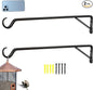 2 Pack Extra Long 23 Inch Heavy-Duty Rust-Resistant Solid Steel Plant Hangers and Bird Feeder Hangers for Indoor and Outdoor Decor, Wall Hooks