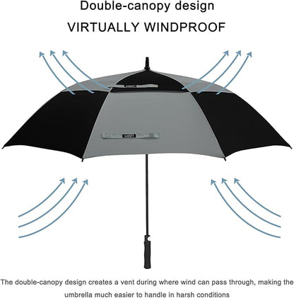 G4Free 47/54/62/68/72 Inch Automatic Open Golf Umbrella Oversize Extra Large Double Canopy Vented Windproof Waterproof Stick Umbrellas
