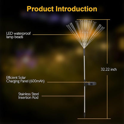 SUNNEST Solar Lights Outdoor, 150 LED Firework Light with 8 Modes Solar Garden Light for Yard Outside Fairy Lights Decor for Pathway Flowerbed Planter Balcony Patio Garden Decor (2 Pack 300LED)