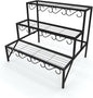3 Tier Metal Plant Stand Outdoor Indoor, Heavy Duty Flower Pot Holder Display Shelf,Multifunctional storage rack for Patio Garden Livingroom Bedroom,Black