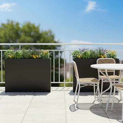 Tall Metal Planter for Outdoor Plants,38"Lx13"Wx30"H All-Weather Durable Plant Box,Large Rectangular Planter with Drainage Holes & Removable Shelf,Modern Decor for Tall Small Plants, Trees, Flowers