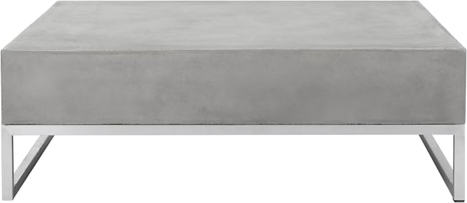 SAFAVIEH Outdoor Collection Eartha Modern Dark Grey Concrete Coffee Table (Fully Assembled)