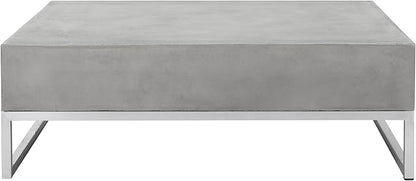 SAFAVIEH Outdoor Collection Eartha Modern Dark Grey Concrete Coffee Table (Fully Assembled)