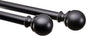 Amazon Basics Adjustable Curtain Rod for Windows, Round Finials, Easy Installation, Sturdy, 1-Inch Rod, 36" to 72", Black, 2-Pack
