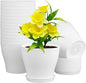 6 inch Plastic Nursery Pots, 16 Pack Plant Pots for Small Indoor Outdoor Plants, Flower Pots with Drainage Holes and Saucers, Decorative Seedling Starter Planters for House Plants, White
