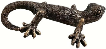 Vintage Bronze Gecko Planter Pot Hugger Flower Figurine – Resin Climbing Lizard Statue for Garden, Fairy Garden Terrarium, Outdoor Fence & Yard Decor，Versatile Home & Office Decor