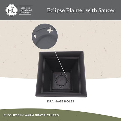 The HC Companies Eclipse Square Plastic Planter w/Attached Saucer - Outdoor & Indoor Plant Pot with Drainage Holes - Lightweight, UV-Resistant Plastic Pots for Plants (10" Teal, Pack of 1)