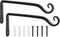 FEED GARDEN Wall Hook Hanging Plant Bracket 10 Inch 2 Pack, Hand-Forged Plant Hanger for Hanging Bird Feeders, Wind Chimes, Flower Baskets, Yoga Mat, Indoor/Outdoor Use, Black