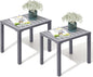 Crestlive Products Outdoor Side Table Set of 2, Aluminum Rectangular Side/End Table, Small Patio Coffee Bistro Table for Outdoor Indoor (Light Grey)