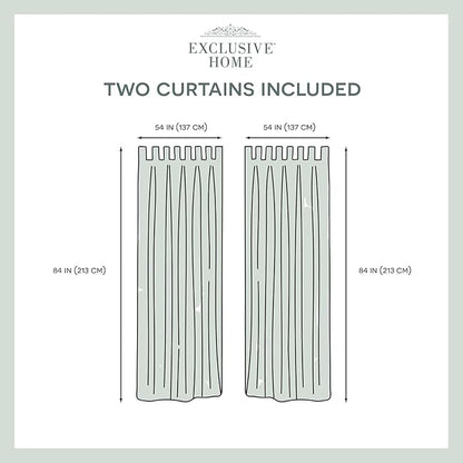 Exclusive Home Cabana Solid Indoor/Outdoor Light Filtering Hook-and-Loop Tab Top Curtain Panel Pair, 54"x84", Vanilla