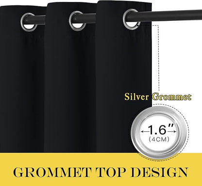 NICETOWN Blackout Patio Curtain Extra Wide and Long W100 x L120, Grommet Top Solid Panels Room Darkening Blind Thermal Insulated for Living Room/Sliding Glass Door, 1 Panel, Black