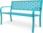 VINGLI 50" Outdoor Bench Metal with Floral Back, Garden Bench Front Porch Benches for Yard Patio Entryway Park, 800lb Capacity - Blue