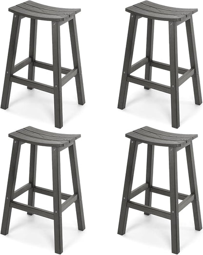 Stoog Bar Stools Set of 4, All-Weather Outdoor Barstools, 400 lbs Weight Support, Easy to Clean and Care, for Bar, Kitchen Counter, and Patio, Grey