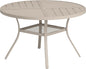 VICLLAX Round Patio Table with Adjustable Umbrella Hole for 4, All Weather Metal Outdoor Dining Table for Lawn Garden, 40.6" Outdoor Coffee Table, Cream Color Frame