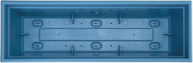 Bloem Dayton 24" Ocean Blue Recycled Plastic Rectangle Window Box Planter with Saucer Tray for Indoor and Outdoor Gardening