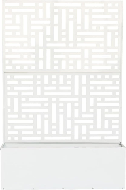 Oakland Living 6 ft. X 4 ft. White Freestanding Metal Privacy Screen Room Divider with Flower Box
