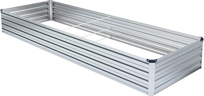 2 Pack 8x4x1FT Galvanized Raised Garden Bed Kit, Outdoor Metal Planter Box for Vegetables, Bottomless Rectangular Gardening Bed with Support Rods, Tool-Free Assembly, Silver