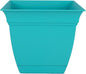 The HC Companies Eclipse Square Plastic Planter w/Attached Saucer - Outdoor & Indoor Plant Pot with Drainage Holes - Lightweight, UV-Resistant Plastic Pots for Plants (10" Teal, Pack of 1)