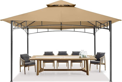 MASTERCANOPY Outdoor Garden Gazebo for Patios with Stable Steel Farme (11x11,Beige)