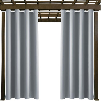 Outdoor Indoor Curtains W52 x L108 for Patio - Weather-resistant Window Panels Privacy Protect Grommet Top Thermal Insulated Home Curtain for Porch Pergola Garden (Light Gray, 2 Panels)