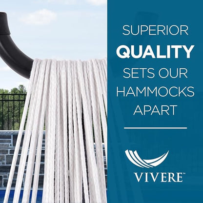 Vivere Brazilian Style Sunbrella Double Hammock with Steel Stand, Gateway Mist