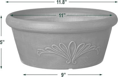 Arcadia Garden Products PSW TA30C Plastic/Stone/Wood Composite Bulb Pan – No Drainage Hole (Drillable), Planter Bowl for Succulents, Bonsai, Fairy Gardens, Herbs,12-Inch, Chocolate